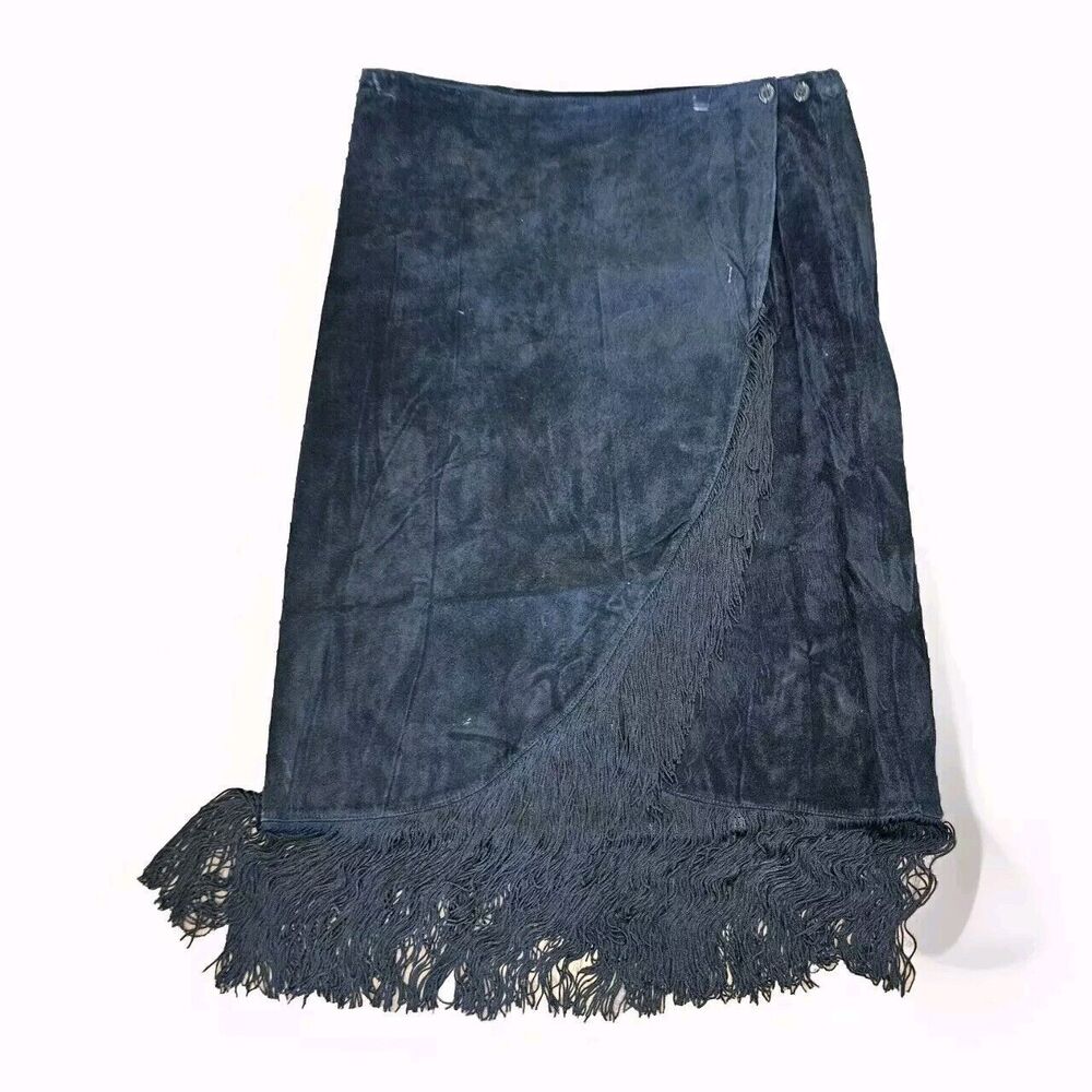 Chico's Navy A-Line Skirt with Fringe Detail